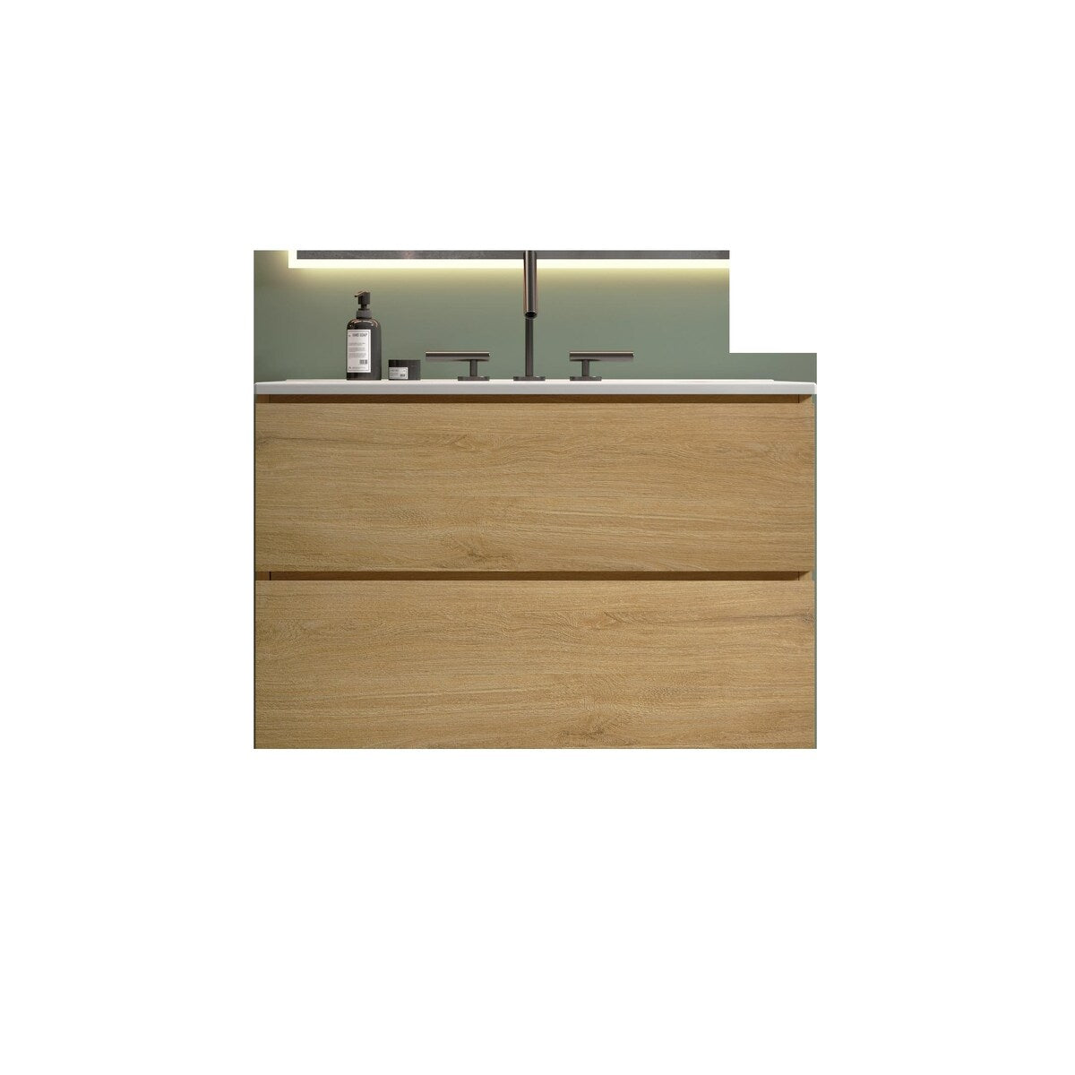 Wall-Mount Bathroom Vanity with Ceramic Sink - Three Faucet Holes
