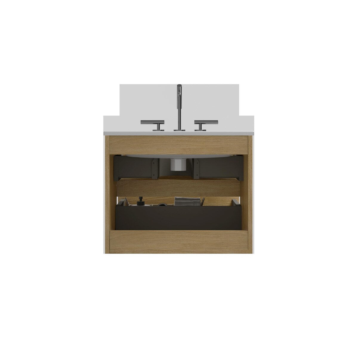 Wall-Mount Bathroom Vanity with Ceramic Sink - Three Faucet Holes