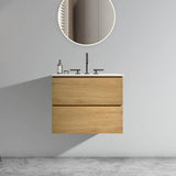 Wall-Mount Bathroom Vanity with Ceramic Sink - Three Faucet Holes
