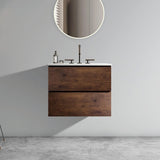 Wall-Mount Bathroom Vanity with Ceramic Sink - Three Faucet Holes