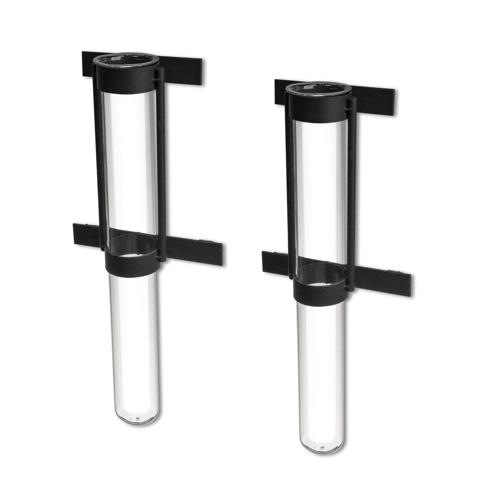 Wall Mount Cylinder Glass Vases with Rustic Rings Metal Stand (Set of 2)