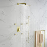 Wall Mount Shower Faucet with Body Jets Brass 3-Setting Spray Complete Shower System with Pressure Balance Valve