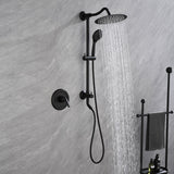 Wall Mount Shower Faucet with Hand Shower Brass Matte Black Complete Shower System with Slide Bar Valve Included