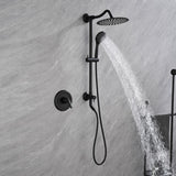 Wall Mount Shower Faucet with Hand Shower Brass Matte Black Complete Shower System with Slide Bar Valve Included