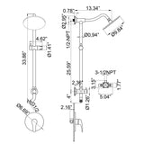 Wall Mount Shower Faucet with Hand Shower Brass Matte Black Complete Shower System with Slide Bar Valve Included