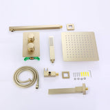 Wall Mount Tub Shower Faucet Set With Pressure Balance Valve 10 Inch Rainfall Head Shower System With Handheld Shower Combo Set