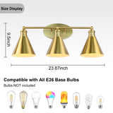 Wall Mounted 3 Light Bathroom Vanity Light Fixtures Satin Bronze Vanity Lighting Over Mirror, Modern Wall Sconces E26 Base Lamps