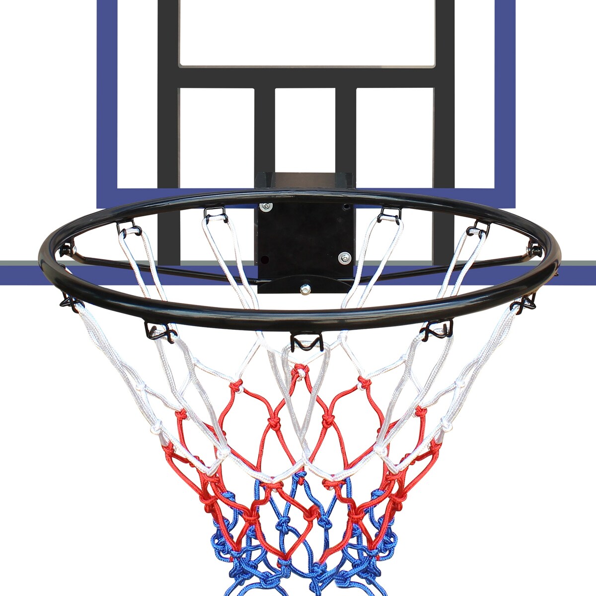 Wall-Mounted Basketball Hoop with All-Weather Mesh and Folding Hoop