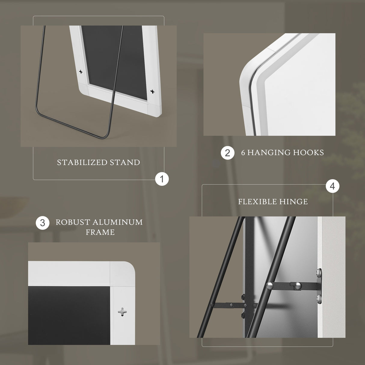 Wall Mounted Bathroom Framed LED Full Length Mirror With Dimmable Light Touch Sensor - 64*21