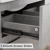 Wall Mounted Bathroom Vanity Sink Combo Cabinet Vanity Set Beveled Invisible Handles
