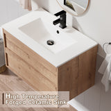 Wall Mounted Bathroom Vanity Sink Combo Cabinet Vanity Set Invisible Handles