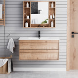 Wall Mounted Bathroom Vanity Sink Combo Cabinet Vanity Set Invisible Handles