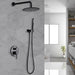 Wall Mounted 2-Handle Black/Gold Shower Head with High-pressure Handheld and Hose