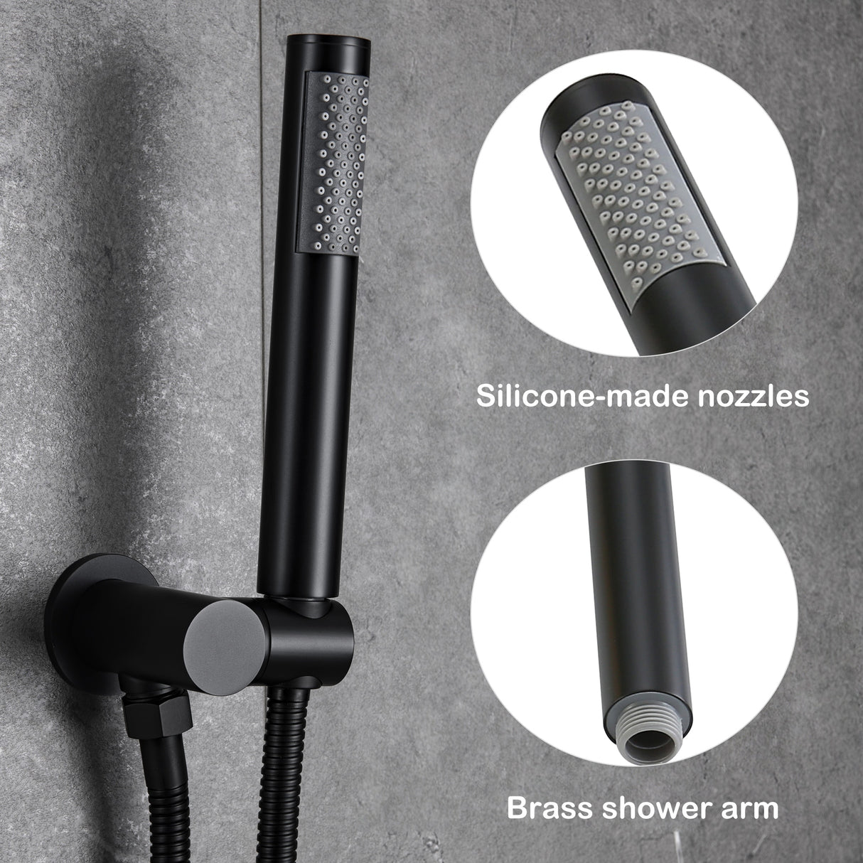 Wall Mounted 2-Handle Black/Gold Shower Head with High-pressure Handheld and Hose