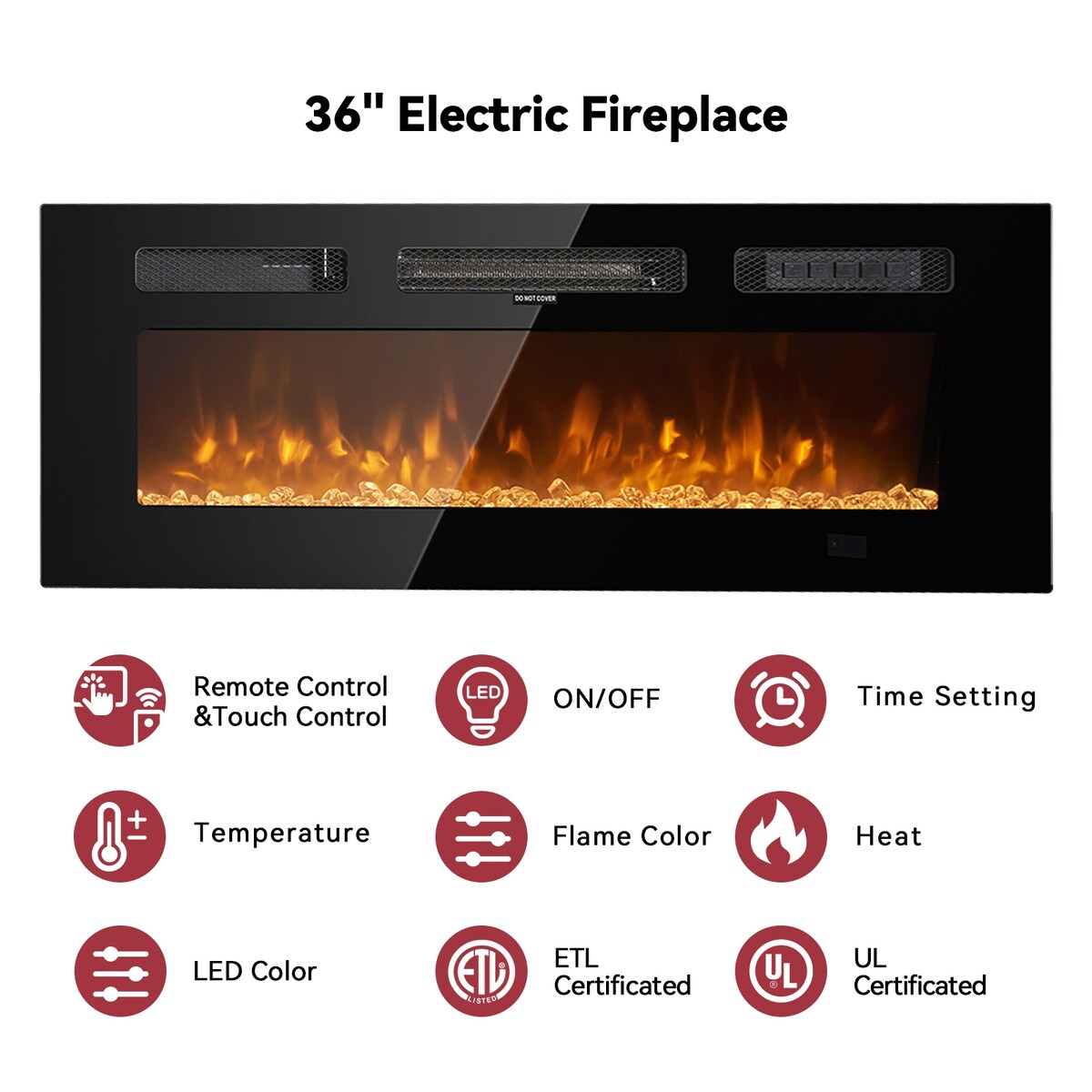 Wall Mounted Fireplace Entertainment Center with 36" Electric Fireplace