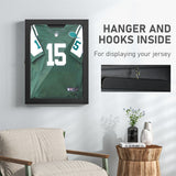 Wall-Mounted Jersey Display Case with Hanger and Wooden Frame