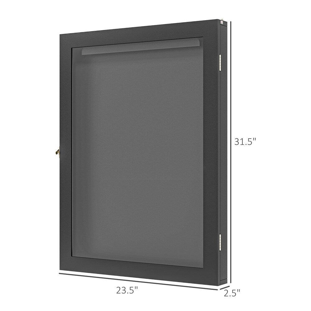 Wall-Mounted Jersey Display Case with Hanger and Wooden Frame