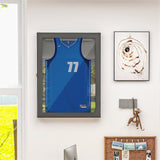 Wall-Mounted Jersey Display Case with Hanger and Wooden Frame