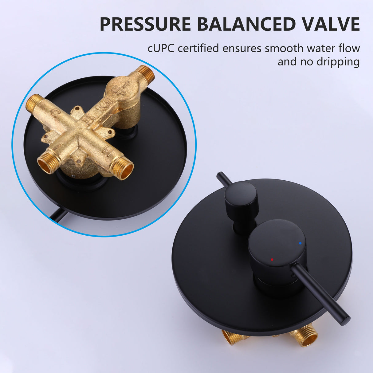 Wall Mounted Pressure Balance Multi-Function Shower System With Rough-In Valve
