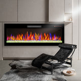 Wall Mounted Recessed Ultra-Thin Electric Fireplace w/Remote Control
