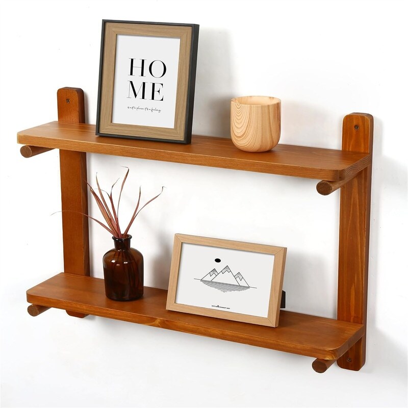 Wall Mounted Shelving Unit All Pine Wood 3 Tier Large Shelf