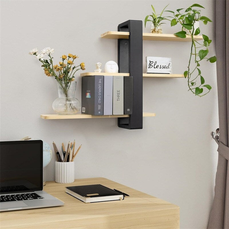 Wall Mounted Shelving Unit All Pine Wood 3 Tier Large Shelf