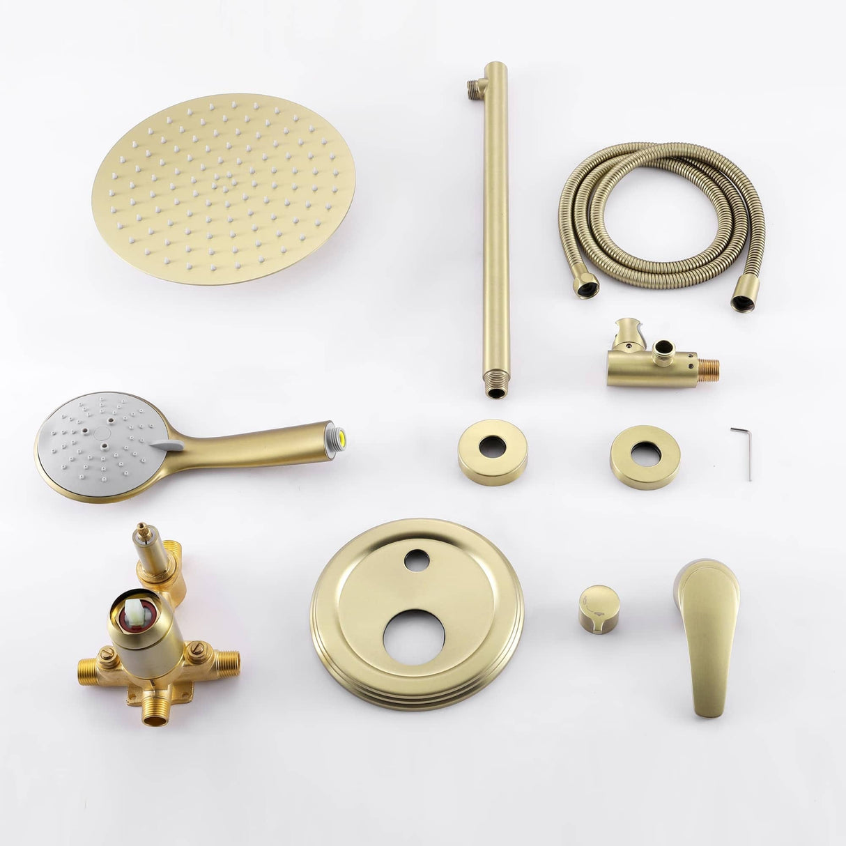 Wall Mounted Shower Faucet With 5-Mode Sprayer Hand Shower Rainfall Shower System Set With 10 Inch Rain Shower Head