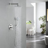 Wall Mounted Shower Faucet With 5-Mode Sprayer Hand Shower Rainfall Shower System Set With 10 Inch Rain Shower Head