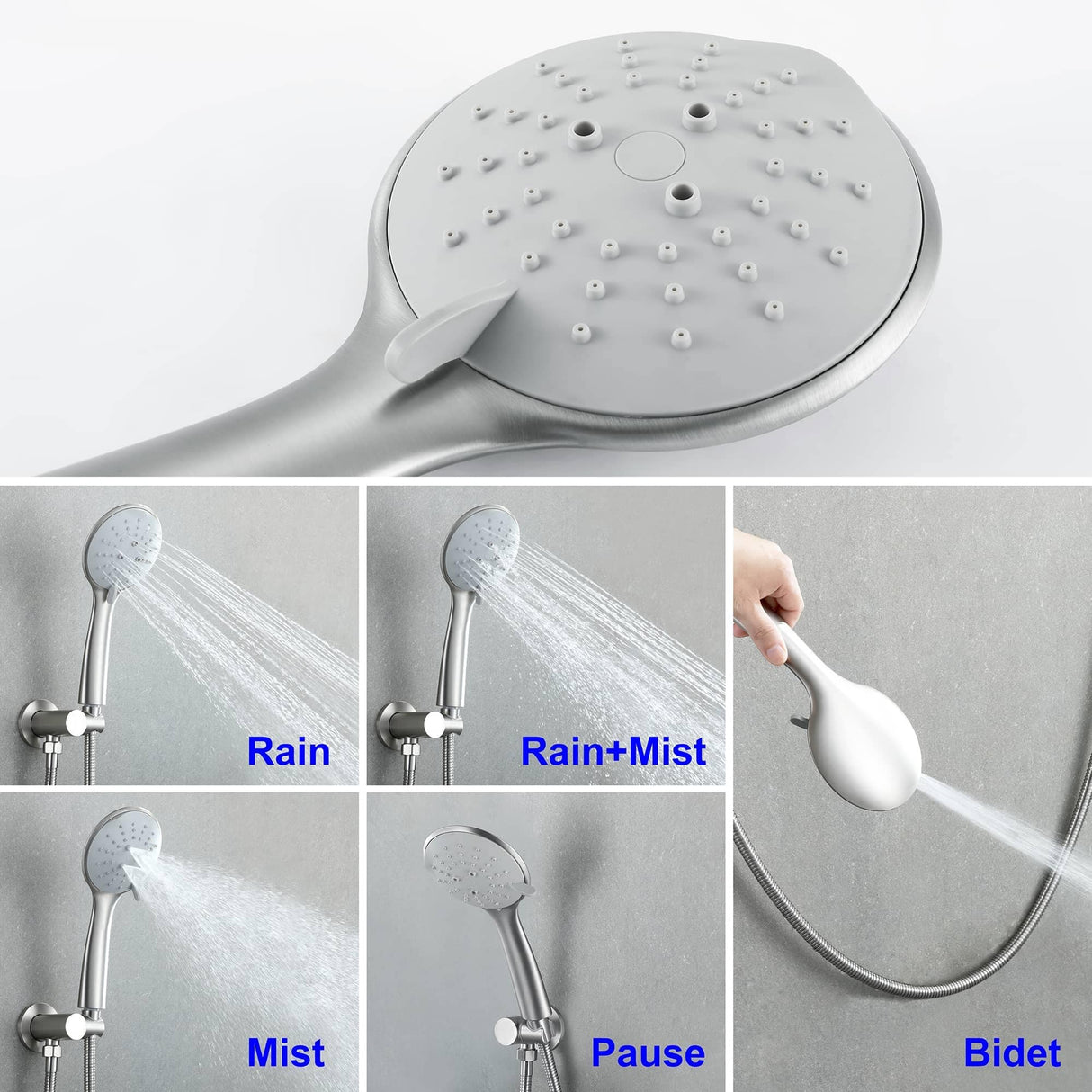 Wall Mounted Shower Faucet With 5-Mode Sprayer Hand Shower Rainfall Shower System Set With 10 Inch Rain Shower Head