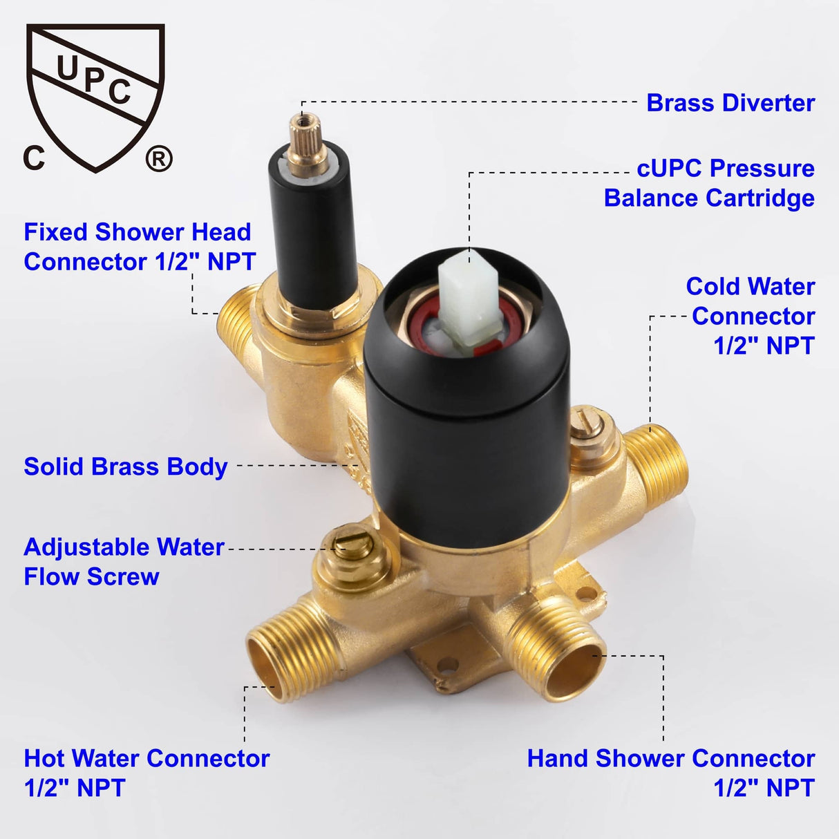 Wall Mounted Shower Faucet With 5-Mode Sprayer Hand Shower Rainfall Shower System Set With 10 Inch Rain Shower Head
