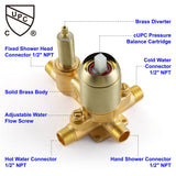 Wall Mounted Shower Faucet With 5-Mode Sprayer Hand Shower Rainfall Shower System Set With 10 Inch Rain Shower Head