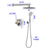 Wall Mounted Shower Faucet With 5-Mode Sprayer Hand Shower Rainfall Shower System Set With 10 Inch Rain Shower Head