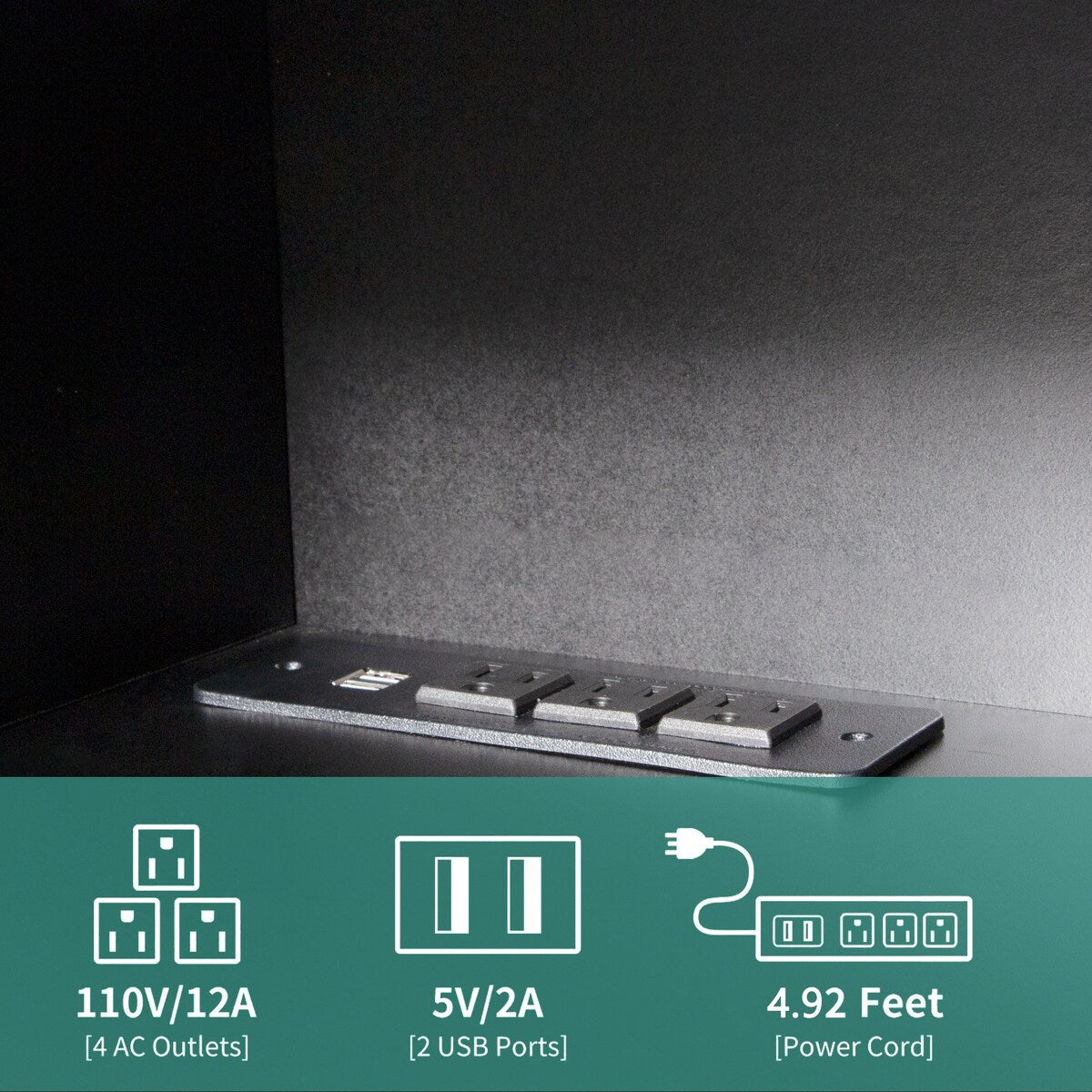 Wall Mounted TV Stand with Led Lights and Power Outlet