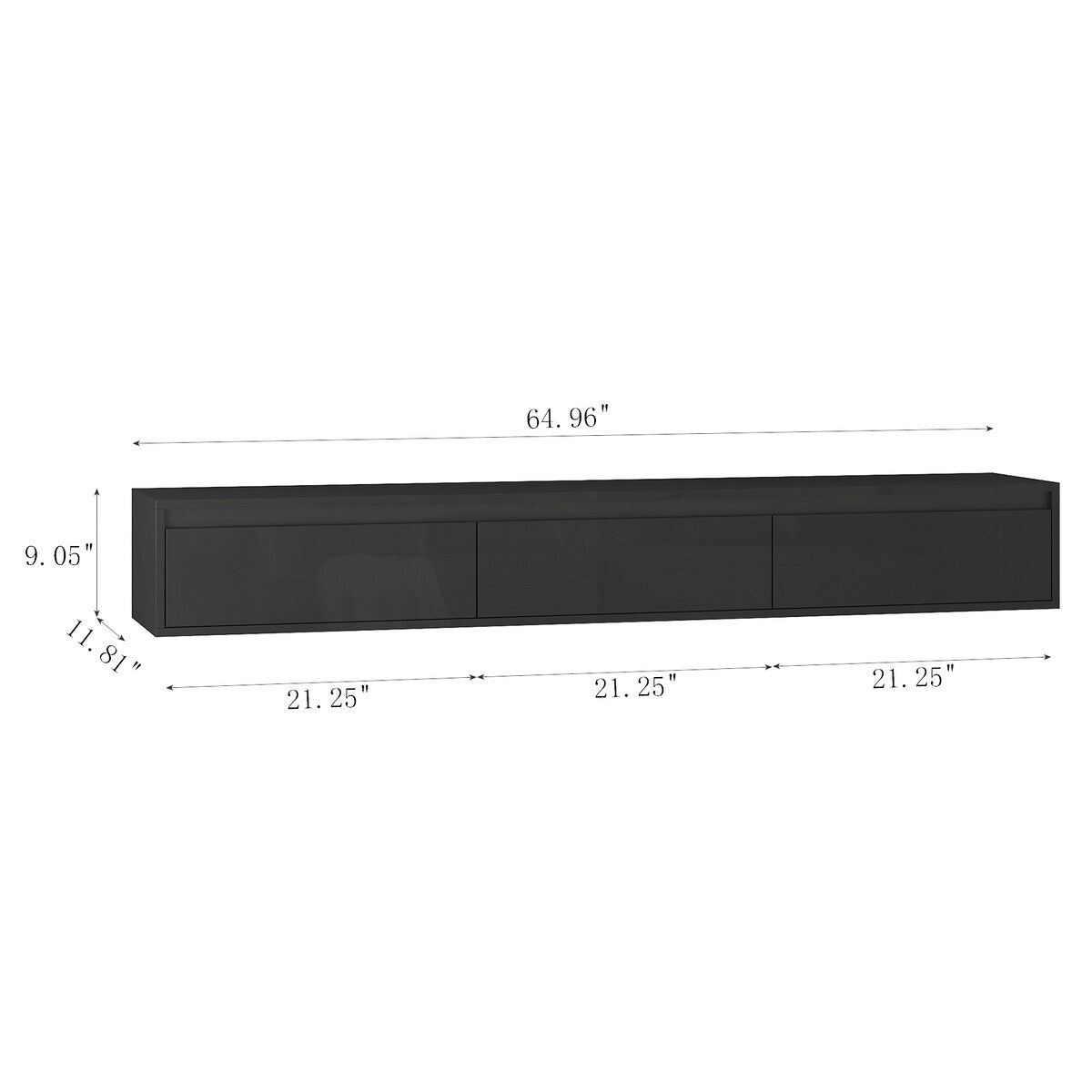 Wall Mounted TV Stand with Led Lights and Power Outlet