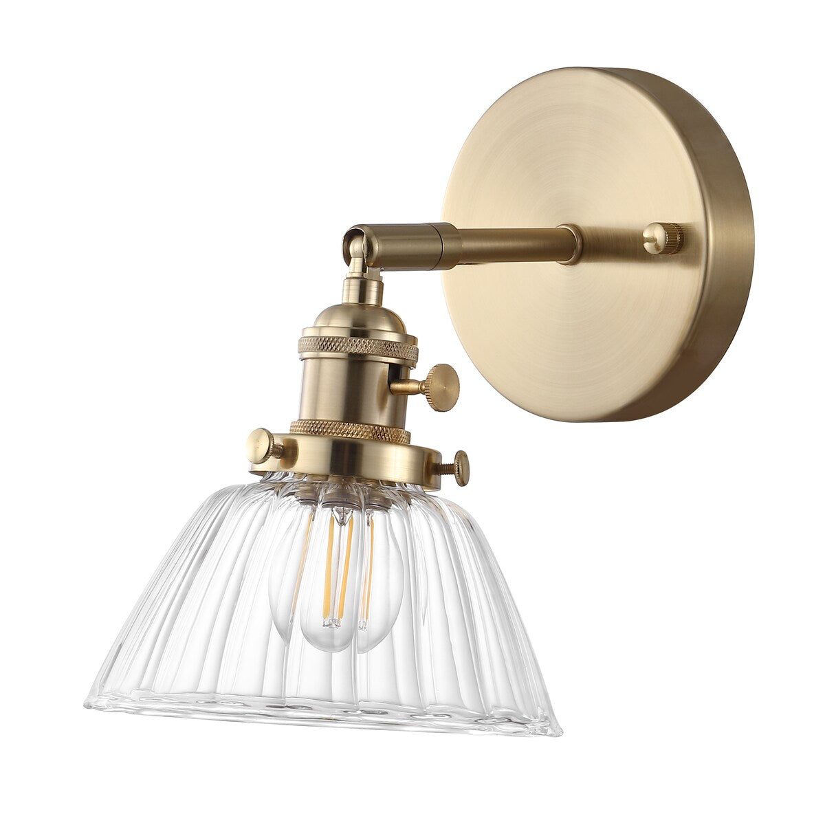 WINGBO Wall Sconces 1 Pack, Modern Bedside Wall Mount Lamps with Petal Shape Clear Glass Shade - N/A