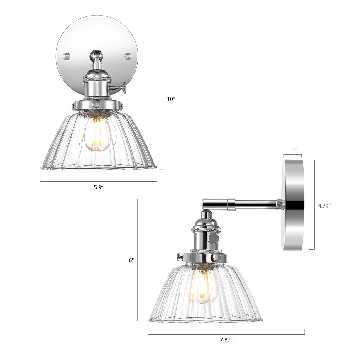 WINGBO Wall Sconces 1 Pack, Modern Bedside Wall Mount Lamps with Petal Shape Clear Glass Shade - N/A