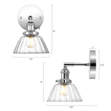 WINGBO Wall Sconces 1 Pack, Modern Bedside Wall Mount Lamps with Petal Shape Clear Glass Shade - N/A