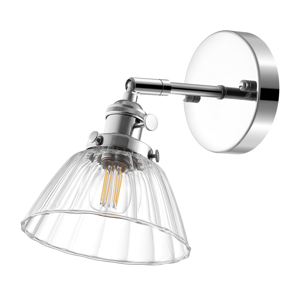 WINGBO Wall Sconces 1 Pack, Modern Bedside Wall Mount Lamps with Petal Shape Clear Glass Shade - N/A