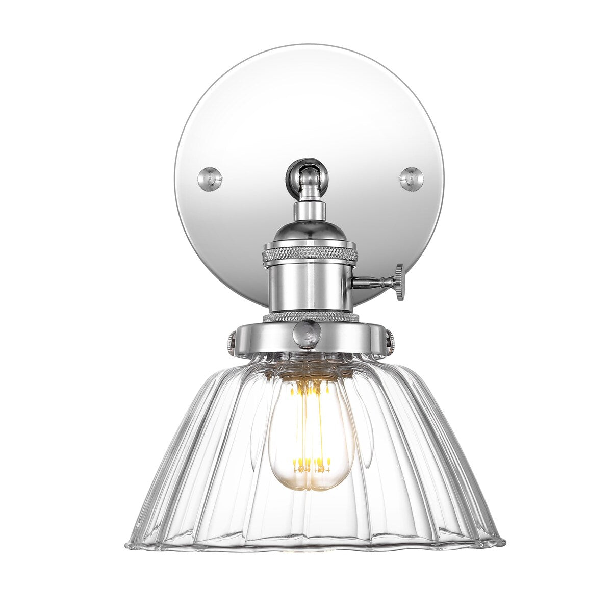 WINGBO Wall Sconces 1 Pack, Modern Bedside Wall Mount Lamps with Petal Shape Clear Glass Shade - N/A