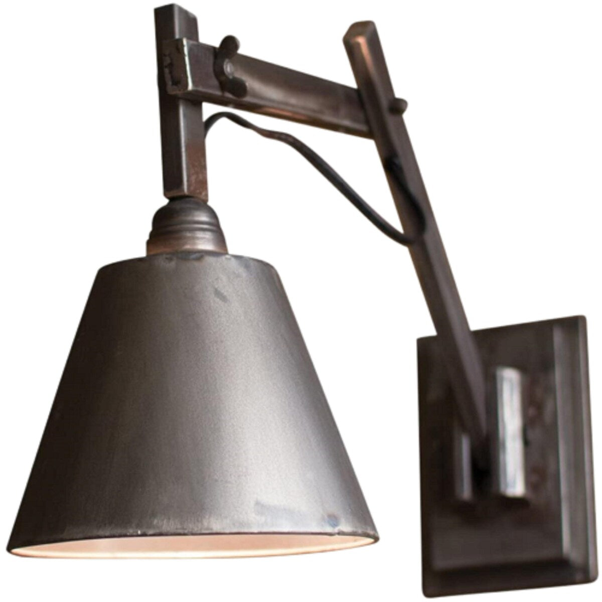 Wall Studio Lamp With the Gray Finished Metal Shade - 10"d x 13" x 10"t