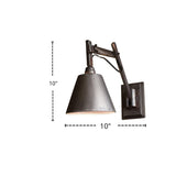 Wall Studio Lamp With the Gray Finished Metal Shade - 10"d x 13" x 10"t