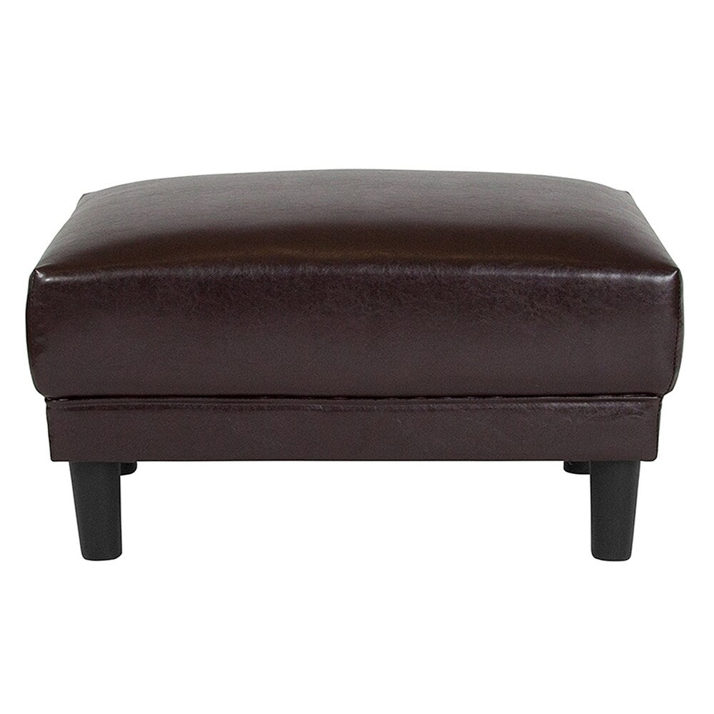 Wallabout Modern Brown Leather Ottoman