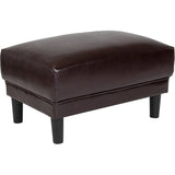 Wallabout Modern Brown Leather Ottoman
