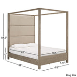 Copper Grove Kelcyre Antique Grey Oak Veneer Upholstered Canopy Bed