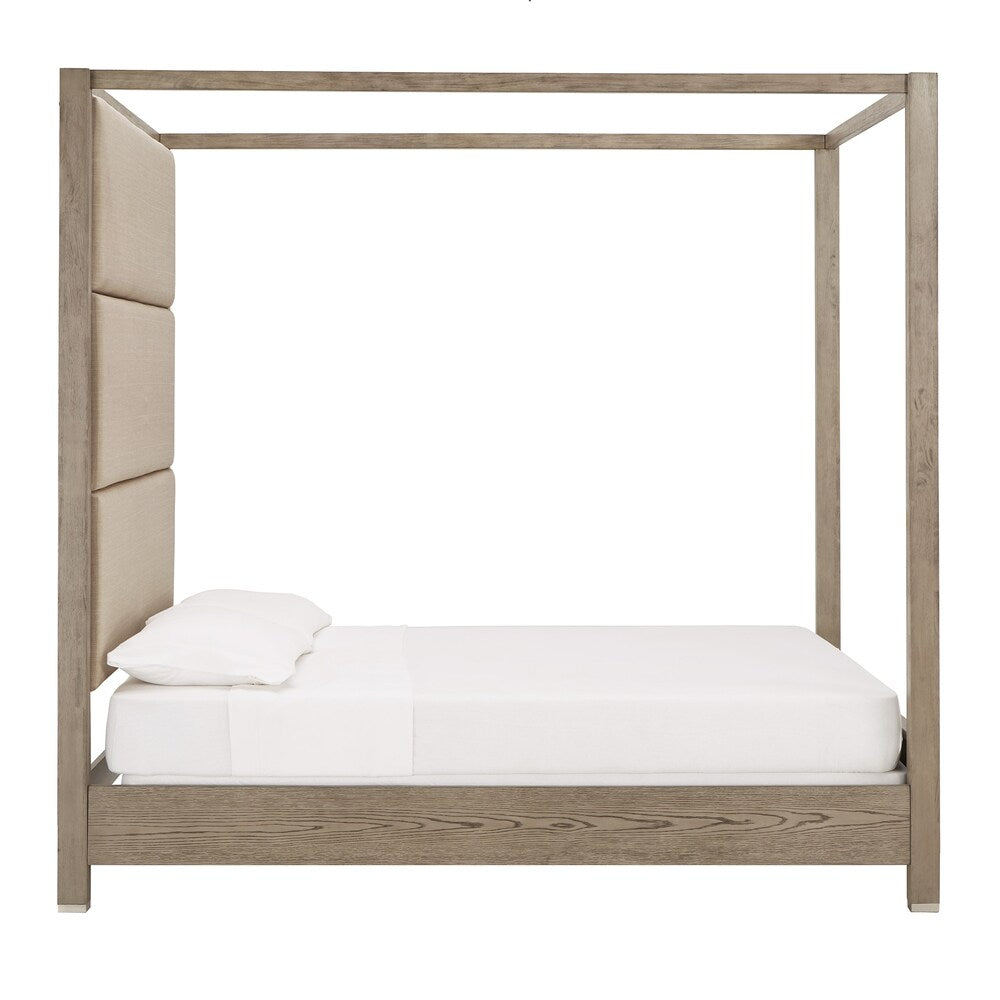 Copper Grove Kelcyre Antique Grey Oak Veneer Upholstered Canopy Bed