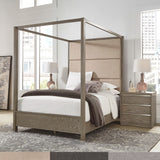 Copper Grove Kelcyre Antique Grey Oak Veneer Upholstered Canopy Bed