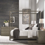 Copper Grove Kelcyre Antique Grey Oak Veneer Upholstered Canopy Bed