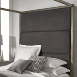 Copper Grove Kelcyre Antique Grey Oak Veneer Upholstered Canopy Bed