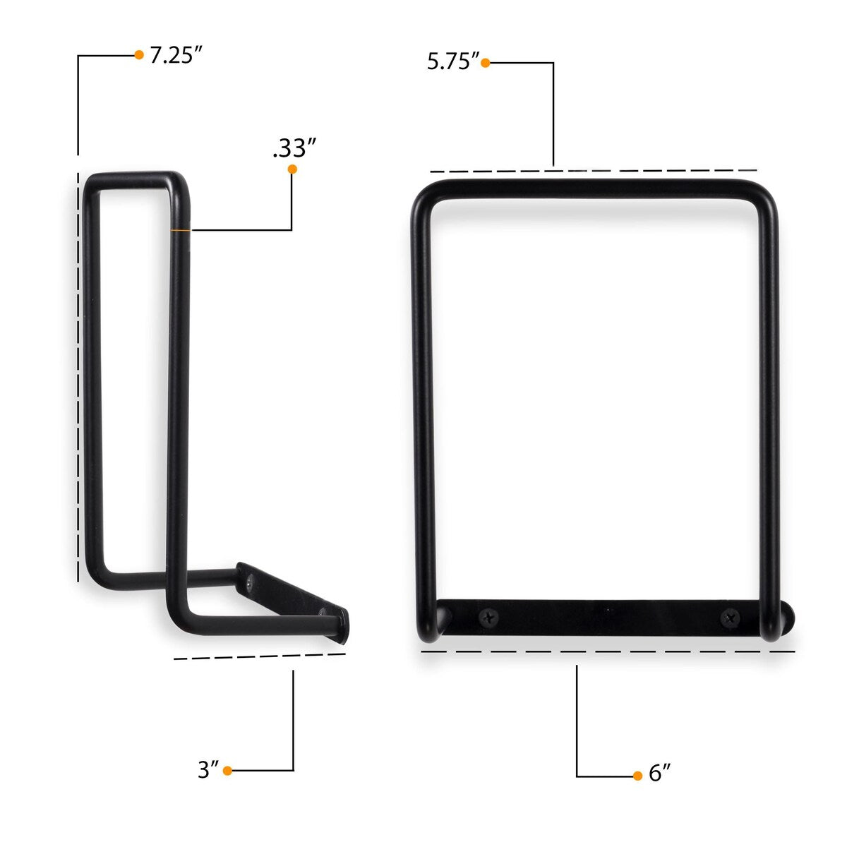 Wallniture Vango Wall Mount Magazine Holder, Metal, Black (Set of 2)
