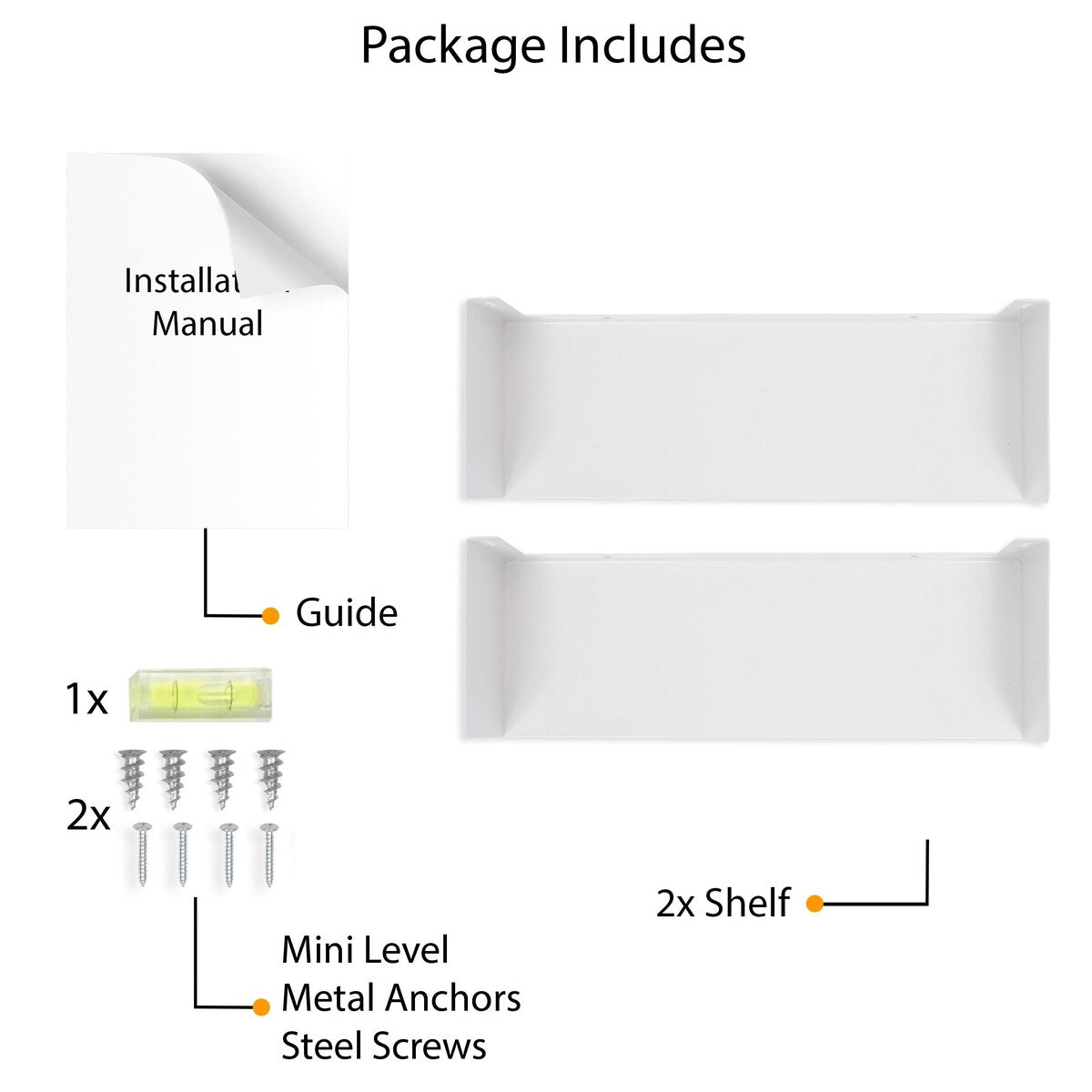 Wallniture Bali U Shape Floating Shelves Metal Bookshelf Wall Hanging Shelf (Set of 2)